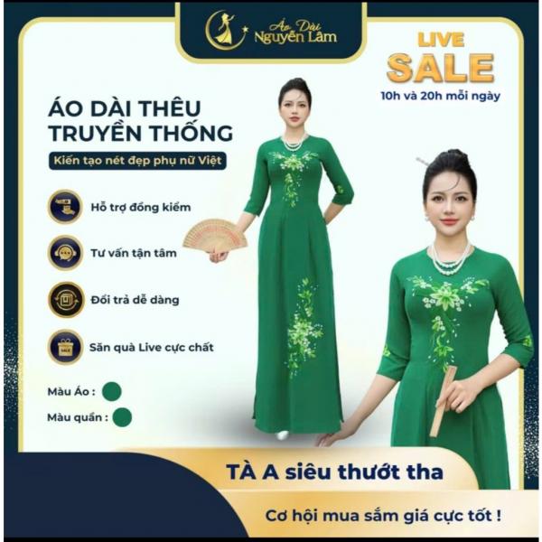 A28 Xanh Két - Áo Dài Lụa Thêu [Co Giãn Nhẹ, Thấm Hút] Nữ Women Dress