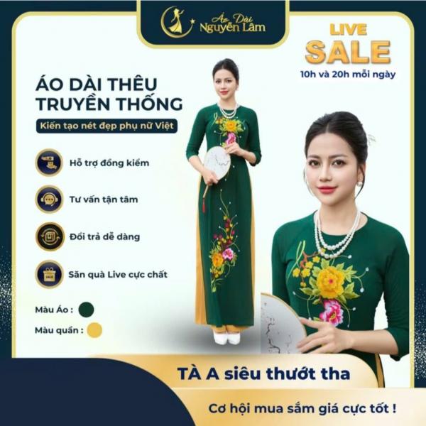 A41 Xanh Rêu - Áo Dài Lụa Thêu [Co Giãn Nhẹ, Thấm Hút] Nữ Women