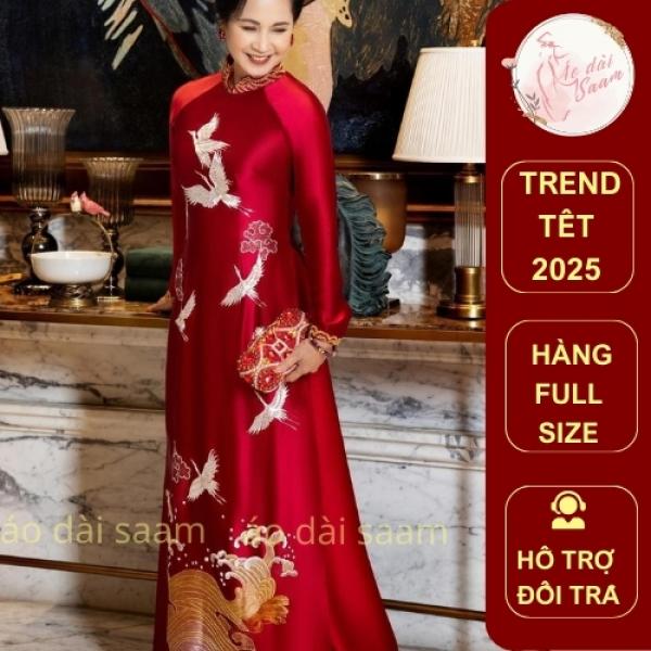 Áo Dài bà sui màu ĐỎ,áo dài saam cover cho mẹ cô dâu trung niên lụa tô châu cao cấp, đính thủ công