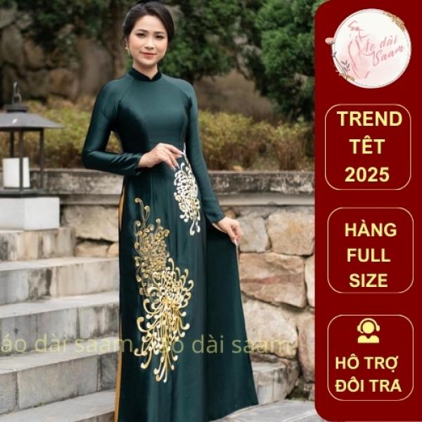 Áo dài bà sui trung niên Kim Cúc lụa tô châu cao cấp Áo dài Saam tay dài form truyền thống