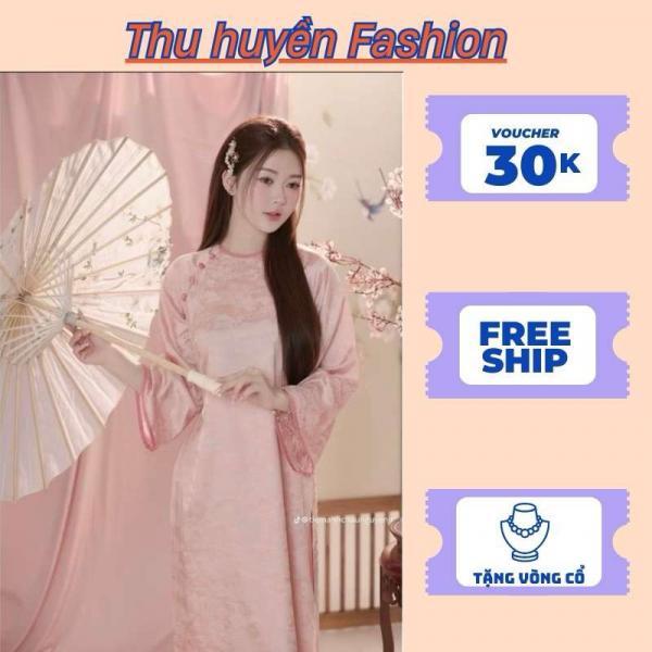 Áo dài cách tân dáng suông lụa tằm cao cấp,áo dài hot trend  2 tà đính cúc