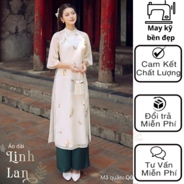 áo dài cách tân LINH LAN dáng xuông tay lỡ loe hoa thêu nhẹ nhàng tiểu thư hàng may sẵn
