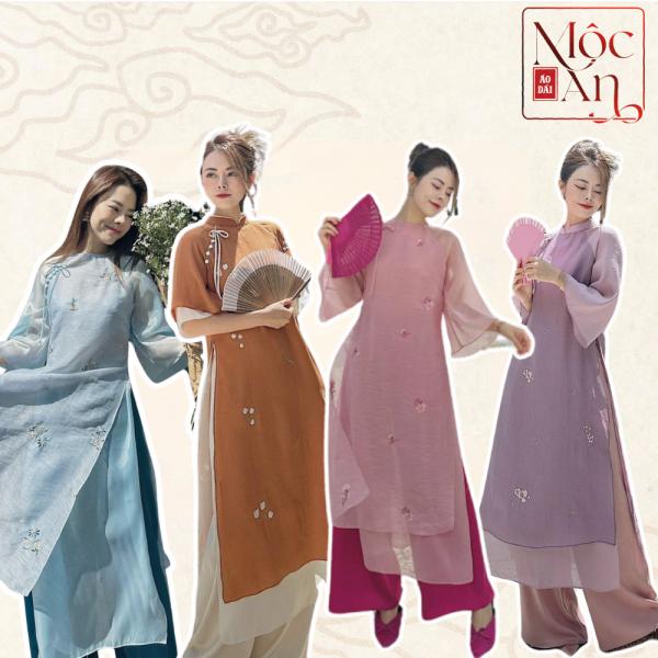 Áo Dài Cách Tân Mộc An Dành Cho Nữ Họa Tiết Ren Thêu Yên Chi