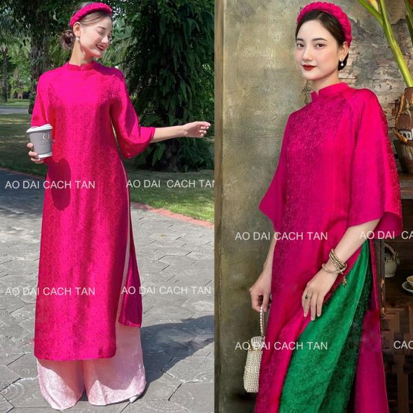 Áo dài cách tân nữ dáng suông cao cấp, áo dài chất gấm mặc sự kiện đám cưới hỏi lễ tết sang chảnh