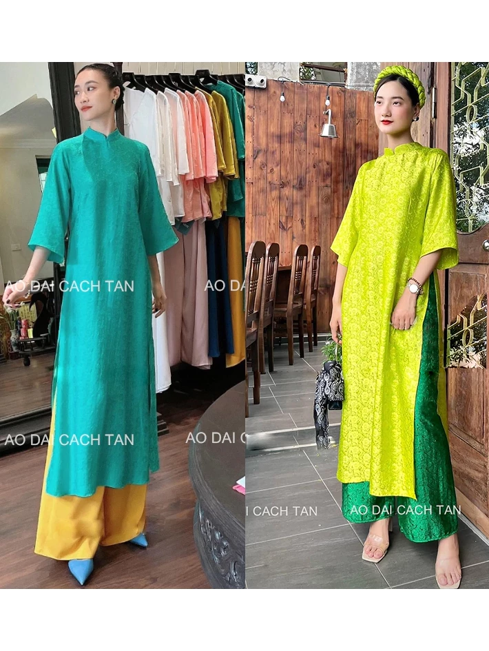 Áo dài cách tân nữ dáng suông cao cấp mặc sự kiện lễ tết cưới hỏi lễ tết đẹp sang trọng