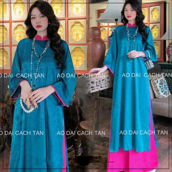 Áo dài cách tân nữ dáng suông, chất gấm mềm mát mặc nhiều dịp đám cưới hỏi lễ tết đẹp sang chảnh