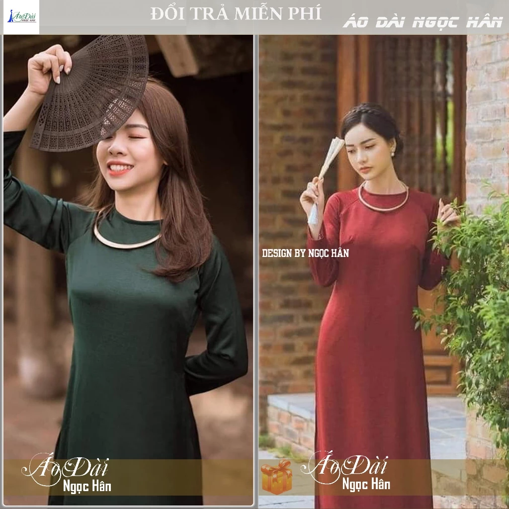 Áo Dài  Cách Tân Nữ Dáng Suông Cổ Tròn Tay Dài A59
