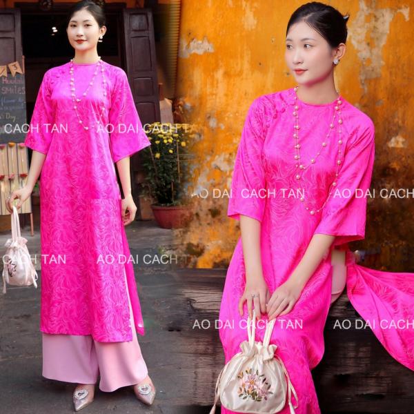 Áo dài cách tân nữ dáng suông tay lỡ, chất gấm tơ mặc sự kiện đám cưới hỏi lễ tết đẹp sang trọng