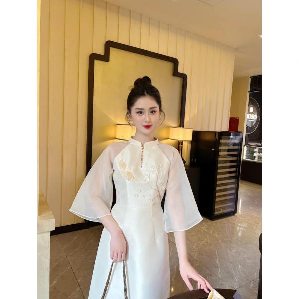 Áo Dài Cách Tân Nữ Họa Tiết Thủ Công Cao Cấp AD09