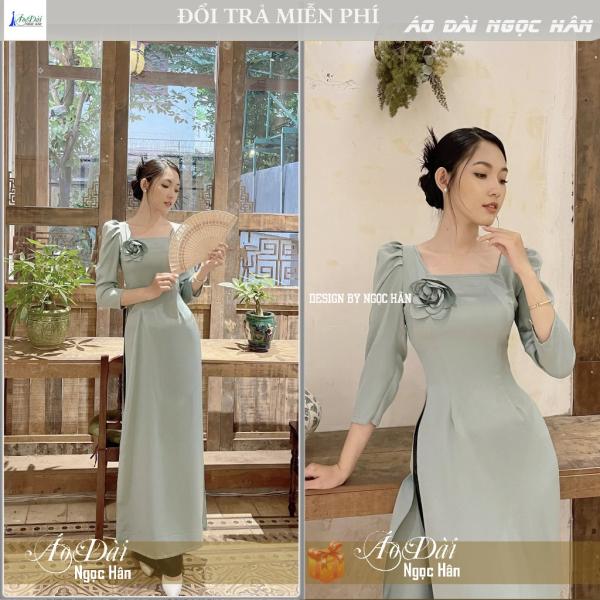 Áo Dài Cách Tân Nữ Vai Bồng Cổ Hở KV01