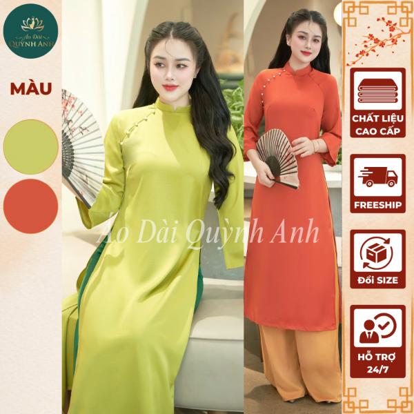 Áo Dài Cách Tân Xưa Trơn Sắc Màu Chất Liệu Lụa Tô Châu Mềm Mịn Dày Dặn QA