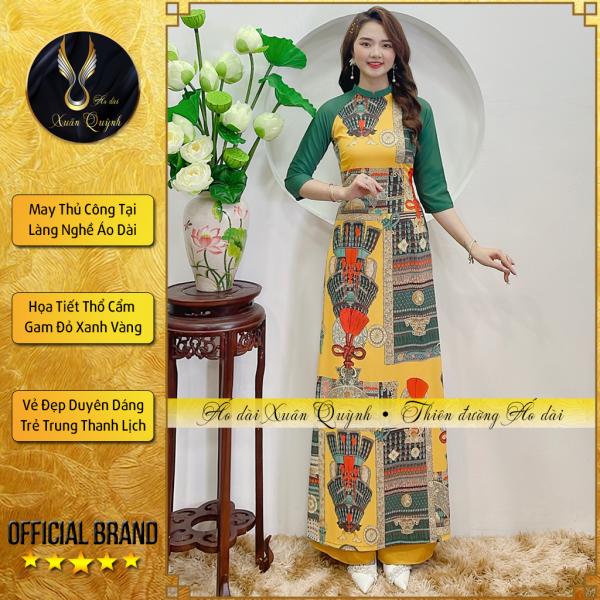 Áo Dài Họa Tiết Thổ Cẩm Thanh Lịch Trẻ Trung Lụa Habutai K47 - Áo Dài Xuân Quỳnh