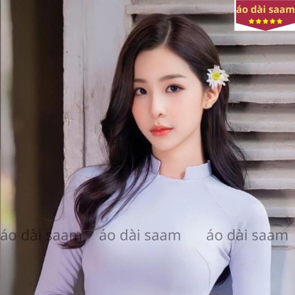 Áo dài học sinh cổ U vuông saam hở lụa mỹ màu trắng 3 cấp độ, mặc đi học hội lớp hội khóa  kỉ yếu