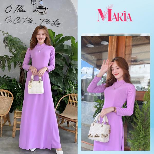ÁO DÀI MÀU TÍM CÀ 2 TÀ (1 lớp) CHUẨN FORM - VẢI TRƠN - ÁO DÀI MARIA