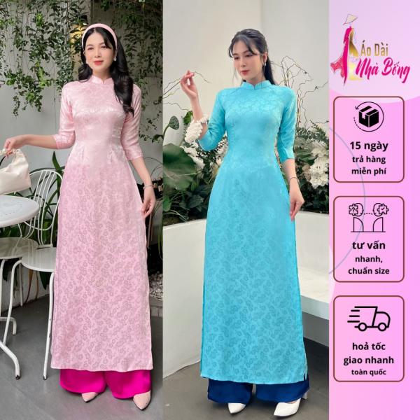 ÁO DÀI NHÀ BỐNG - Áo dài gấm truyền thống nhẹ nhàng cho cô nàng tiểu thư AD02
