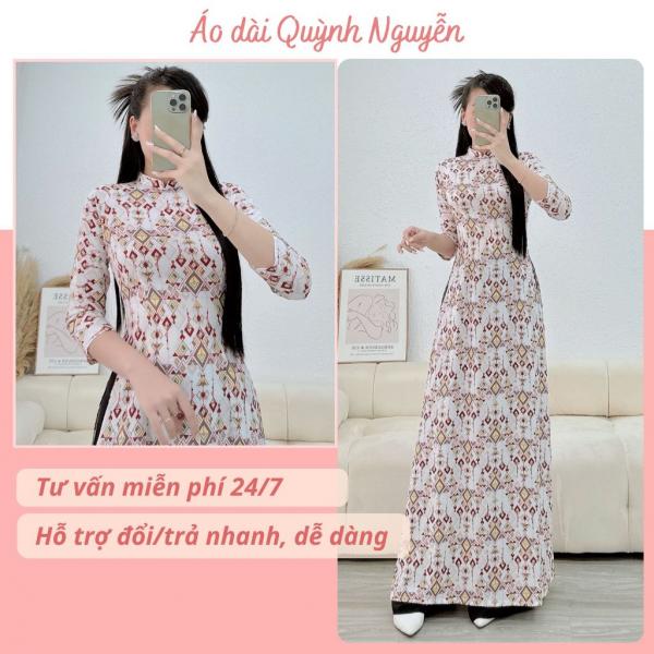 Áo dài nữ, áo dài thiết kế tay bồng áo dài lụa nhật in 6d áo dài bigsize Áo dài Quỳnh Nguyễn MÃ N47