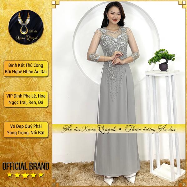 Áo Dài Sui Gia Màu Ghi Đám Cưới Đám Hỏi, Sang Trọng Duyên Dáng M03 - Áo Dài Xuân Quỳnh