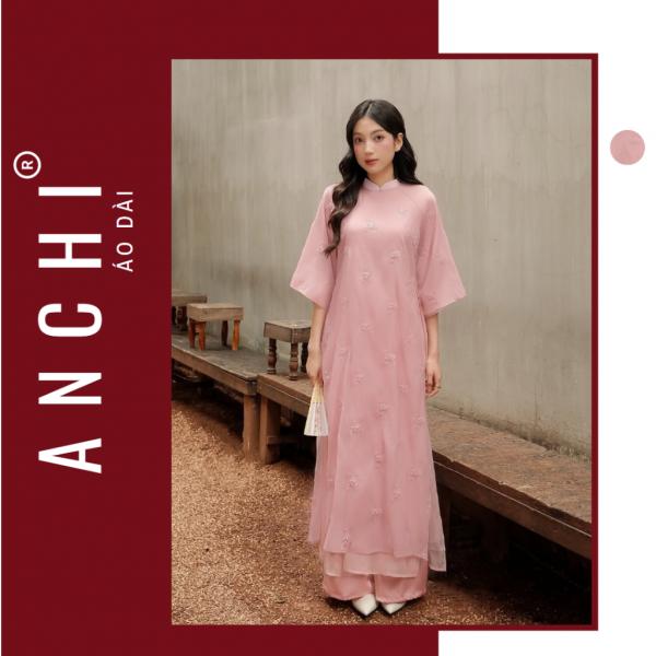 Áo Dài Tơ Sa Dáng Suông 4 Tà, chất vải tơ thêu mềm mại - Áo Dài ANCHI
