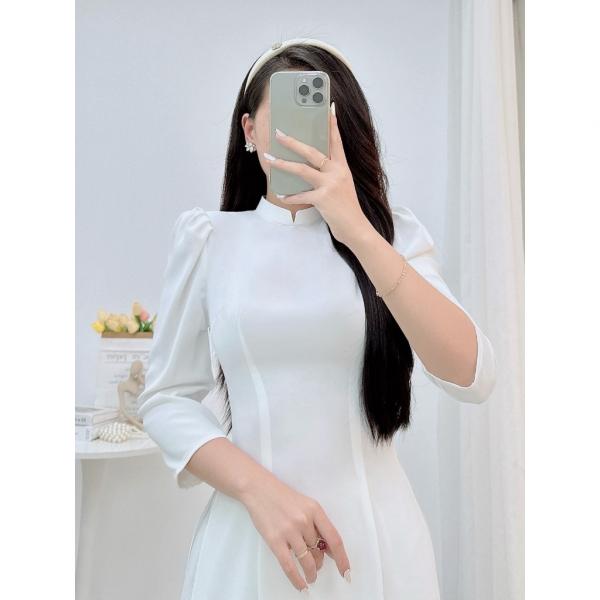Áo dài trắng học sinh, Tay Bồng, tay lỡ, lụa Mỹ cao cấp - Phê La Áo Dài