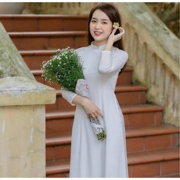 Áo dài trắng trơn lụa mỹ 2 tà tay lỡ trắng tinh trắng kem trắng xanh size 40-79kg MÃ T30