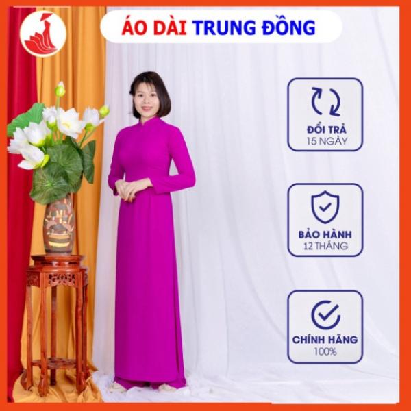 Áo dài trơn chất liệu tằm ý cổ cao 2.5 cm màu tím nhạt | Áo dài Trung Đồng