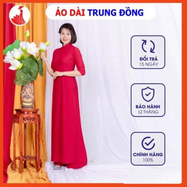 Áo dài trơn chất liệu vải lụa tằm ý suông min, ít nhăn chuẩn phom dáng - Áo Dài Trung Đồng