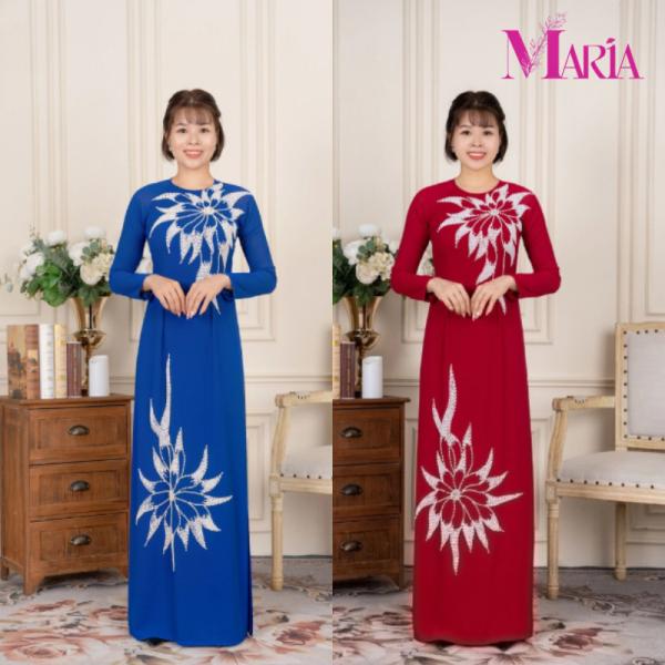 ÁO DÀI TRUNG NIÊN CHO MẸ HỌA TIẾT BÔNG HOA TINH TẾ (2 màu) - ÁO DÀI MARIA