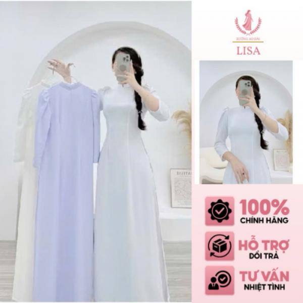 Áo Dài Truyền Thống Tay Phồng Màu Trắng Chất Lụa Mỹ 2 Tà Mềm Mịn Dành Cho Học Sinh Chụp Ảnh Kỷ Yếu
