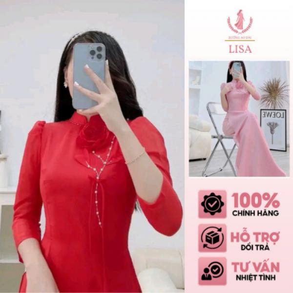 Áo Dài Truyền Thống Voan Tơ Cao Cấp Mềm Mịn Form Dáng Đứng Kết Hợp Hoa Tay Lỡ Dài Đẹp