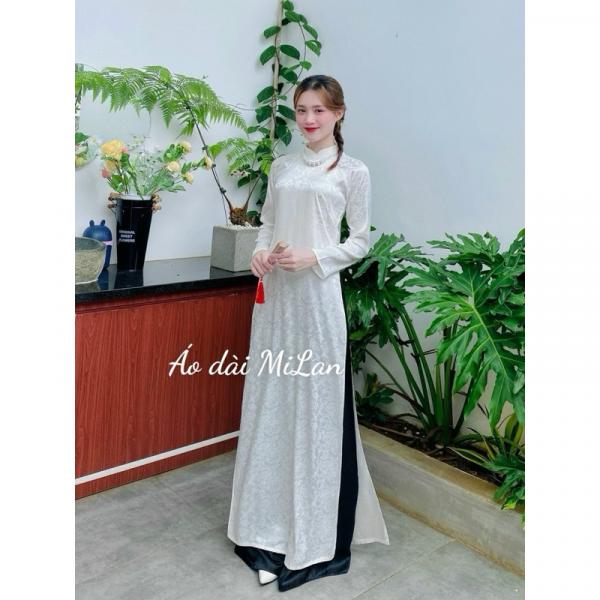 Bộ áo Dài DÁNG SUÔNG cổ 2 cm phong cách HÀ NỘI XƯA kèm quần lụa sang trọng.