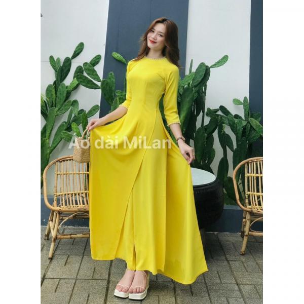 BỘ ÁO DÀI LỤA Mỹ Cao Cấp CỔ KIỀNG TAY THƯỜNG KẾT NGỌC KÈM QUẦN LỤA SANG TRỌNG ( NHIỀU MÀU )