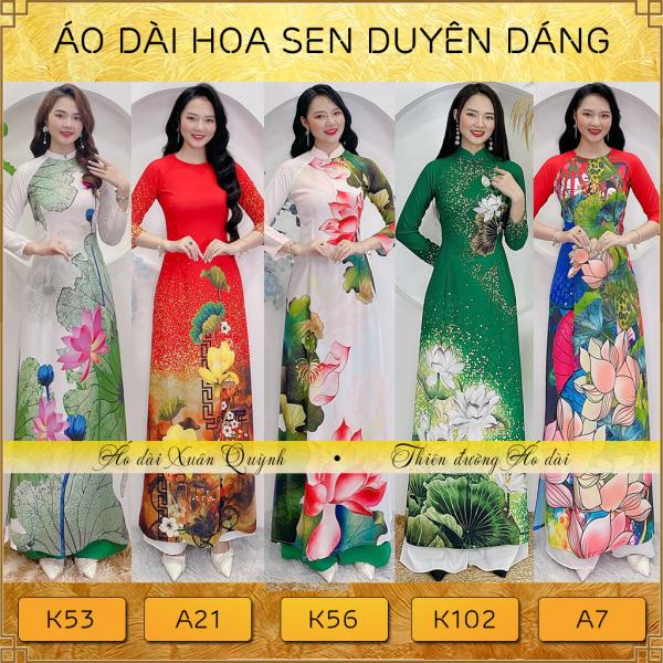 BST Áo Dài Hoa Sen Truyền Thống, Trẻ Trung Duyên Dáng Lụa Habutai - Áo Dài Xuân Quỳnh