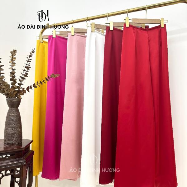 Quần áo dài Đinh Hương lụa Tô Châu, quần cạp có chun dài 105 cm, ống rộng 33-35 cm