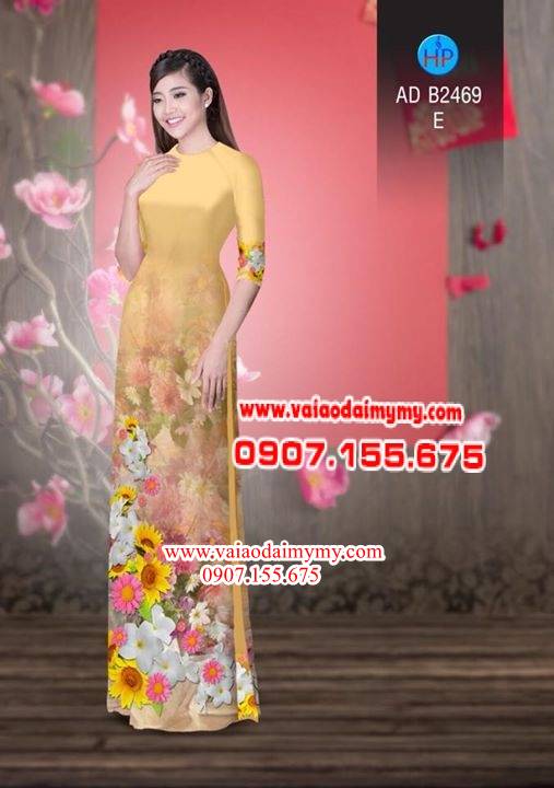 Vải áo dài Hoa in 3D AD B2469 1